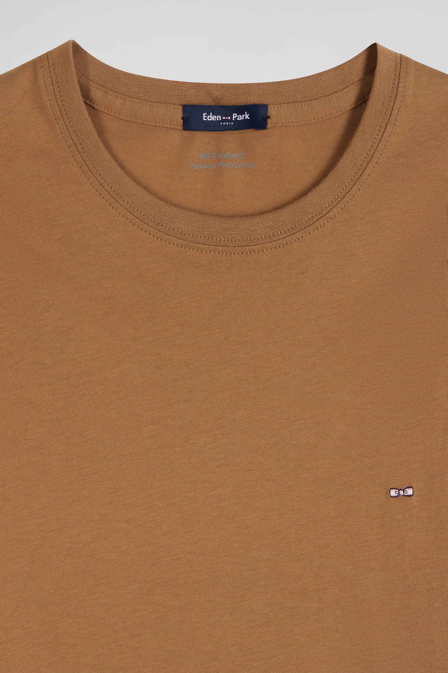 T-shirt manches longues uni en coton camel coupe Regular - Image 8