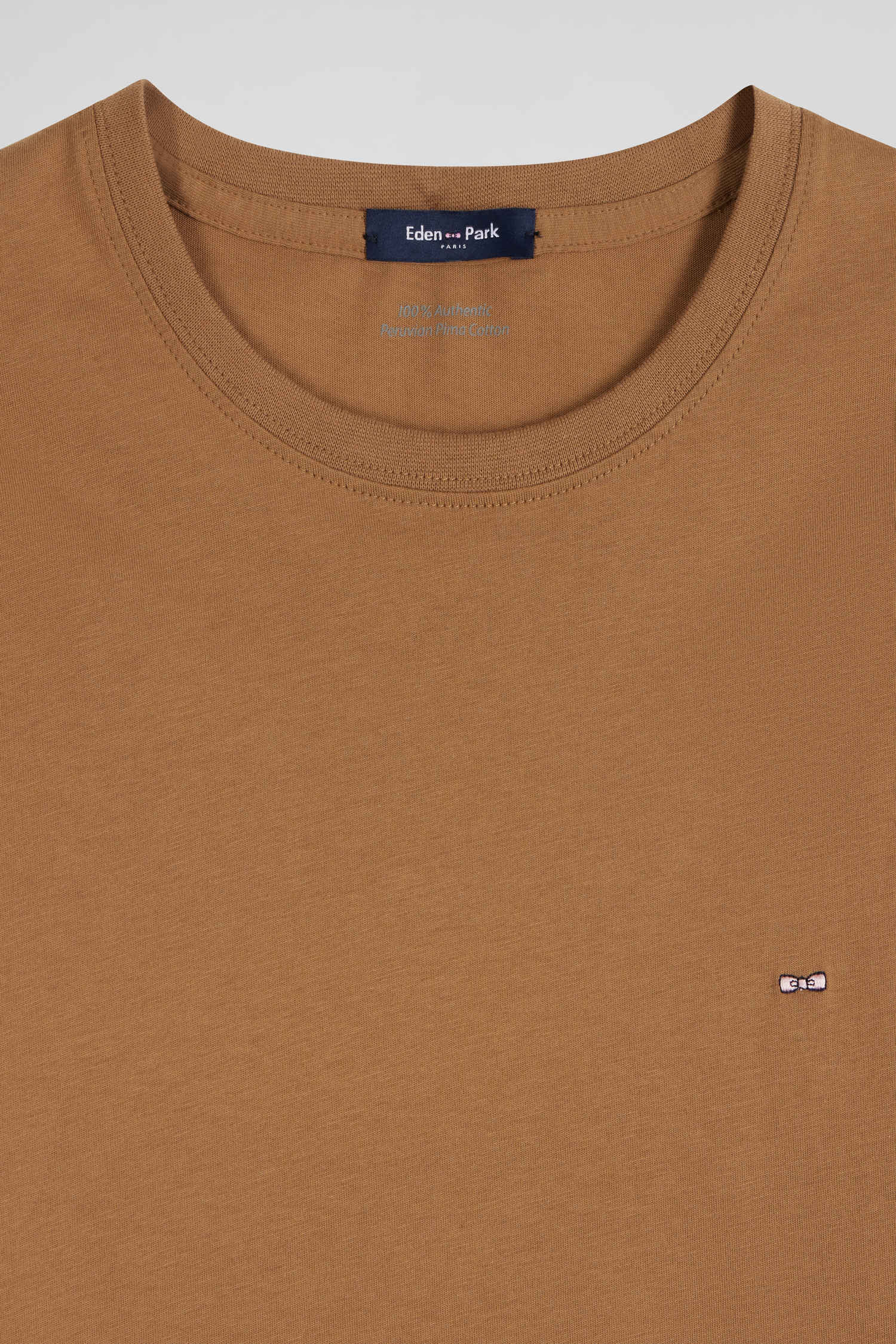 T-shirt manches longues uni en coton camel coupe Regular