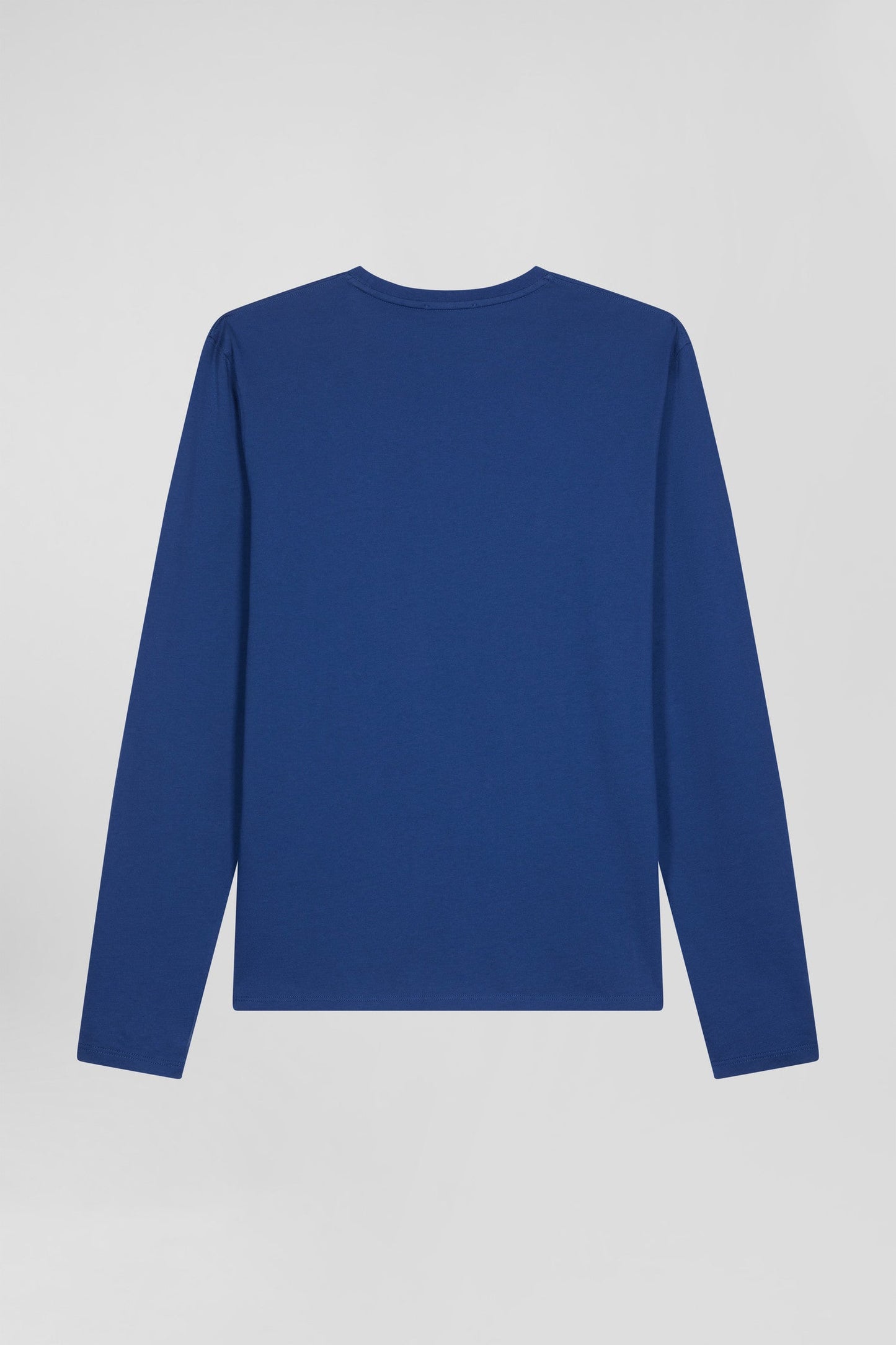 T-shirt manches longues uni en coton bleu coupe Regular - Image 5