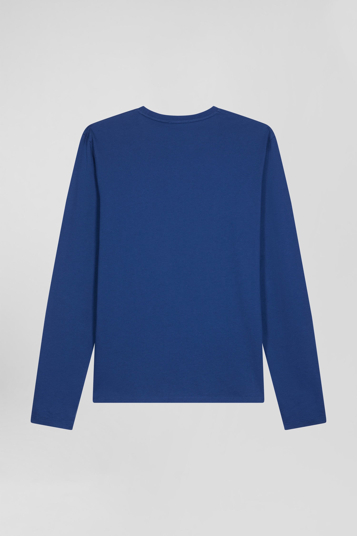 T-shirt manches longues uni en coton bleu coupe Regular