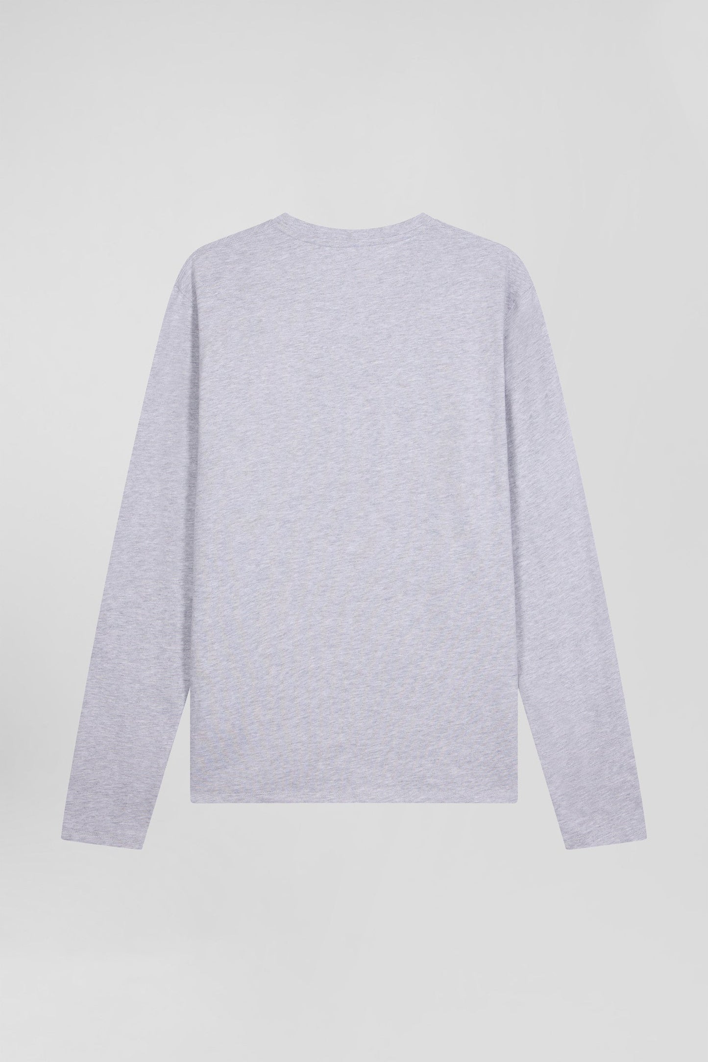 T-shirt manches longues uni en coton gris coupe Regular - Image 5