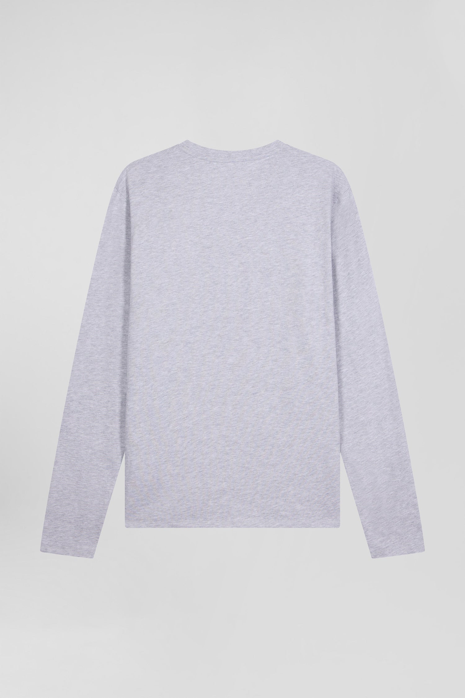 T-shirt manches longues uni en coton gris coupe Regular