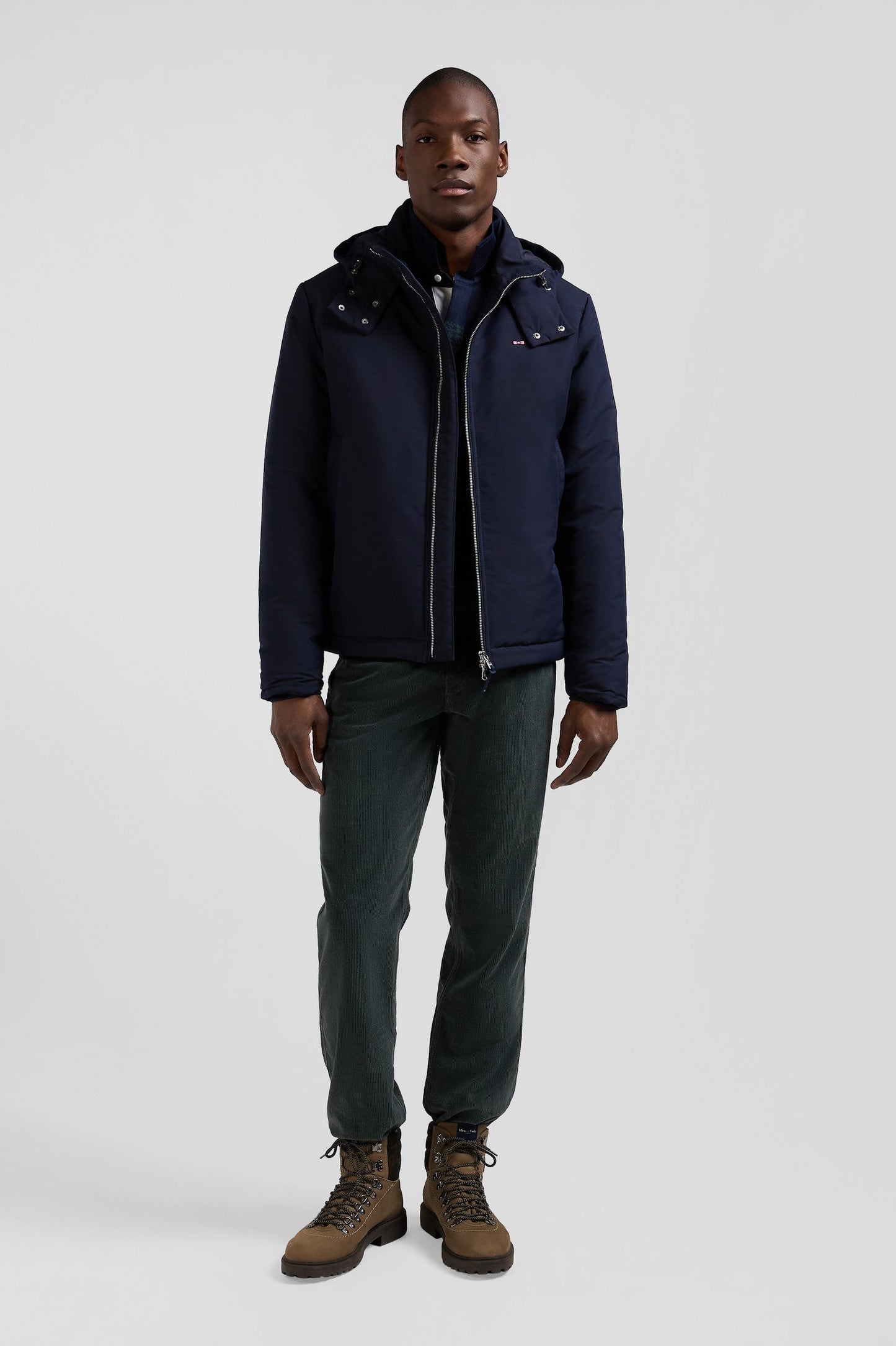 Blouson zippé à capuche bleu marine - Image 1