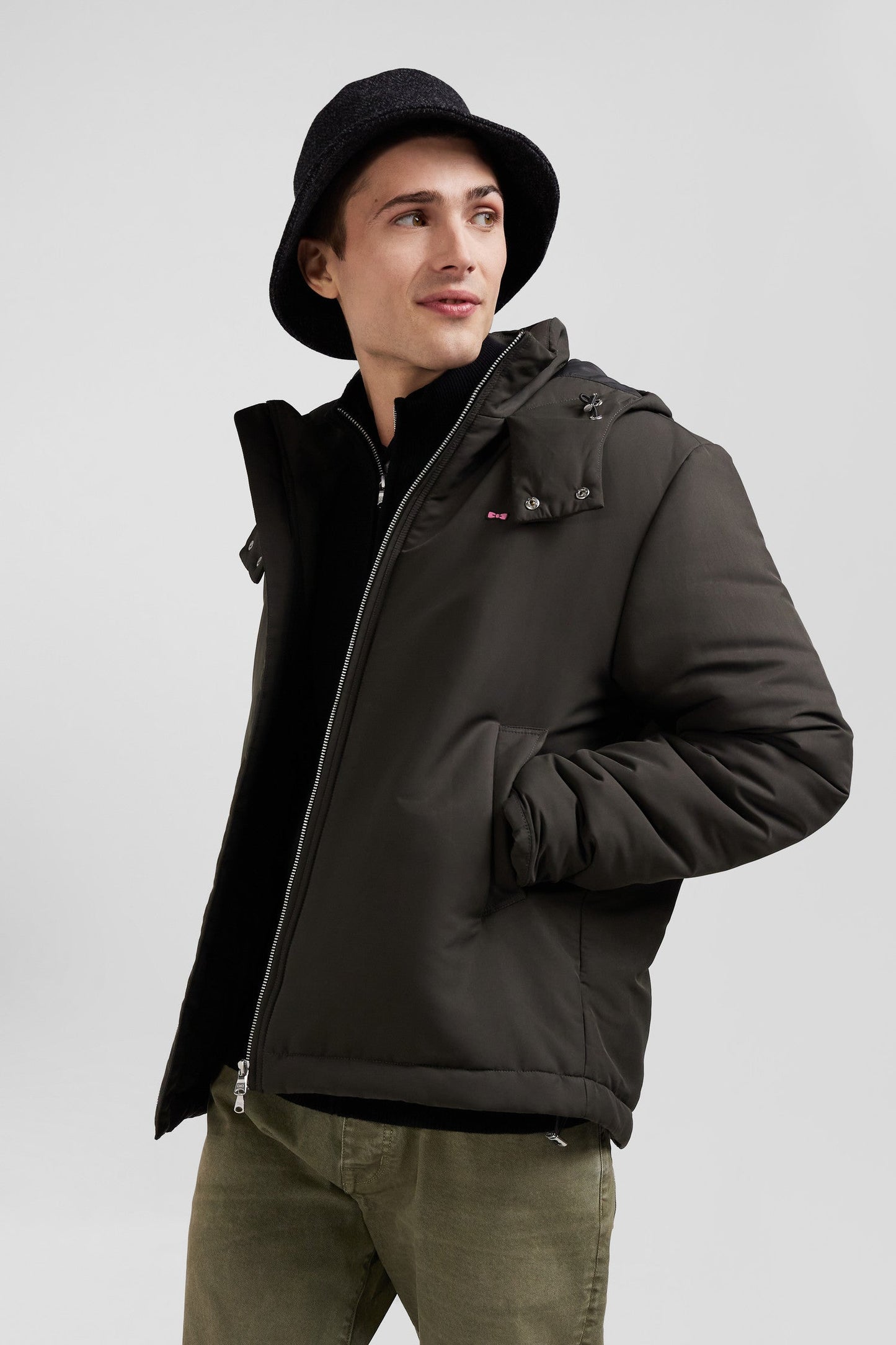 Blouson zippé à capuche kaki - Image 3