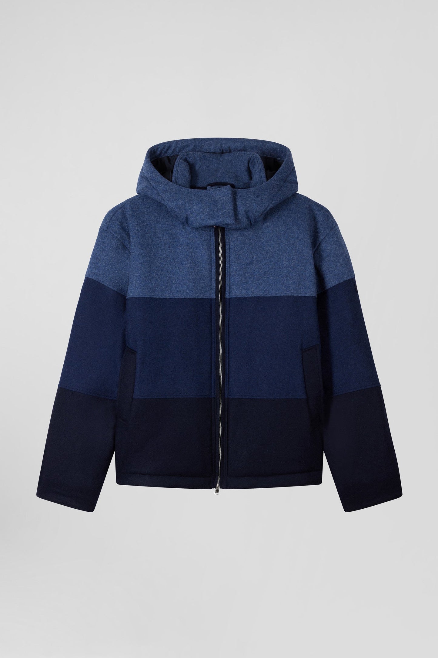 Blouson zippé à capuche en jersey de laine bleu marine - Image 2