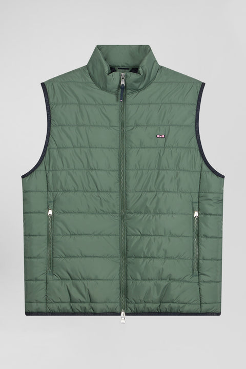 Green quilted sleeveless high collar down vest - Image 2