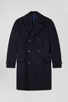 Manteau à double boutonnage en laine mélangée bleu marine