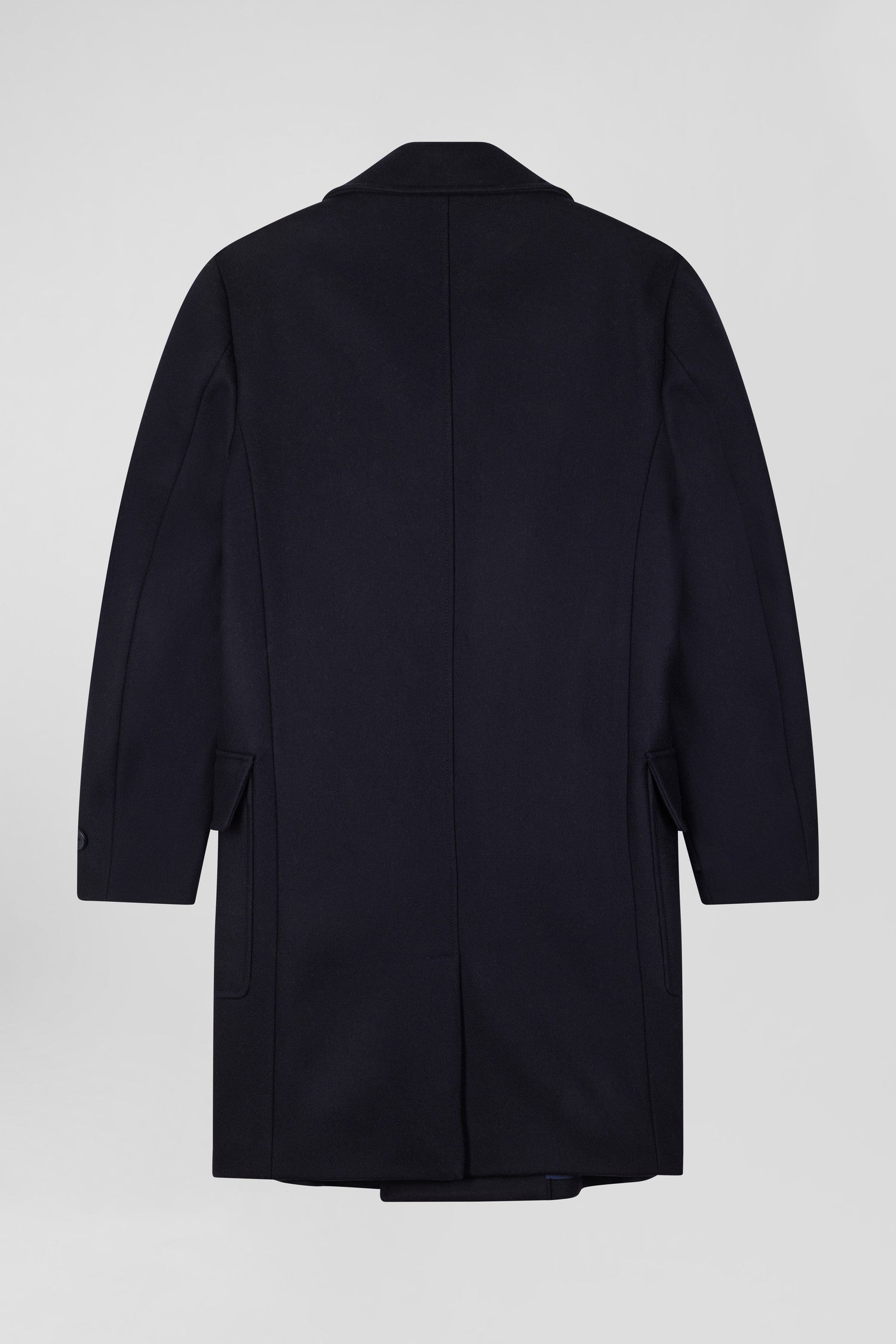 Manteau à double boutonnage en laine mélangée bleu marine