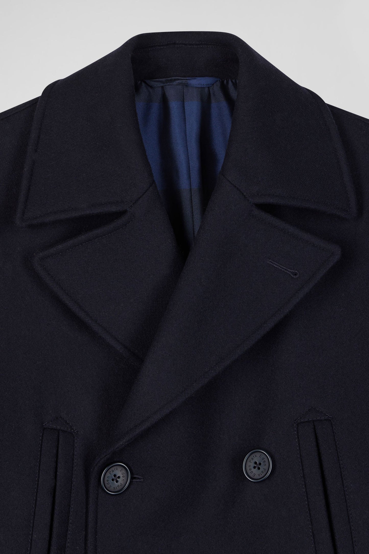 Manteau à double boutonnage en laine mélangée bleu marine - Image 8