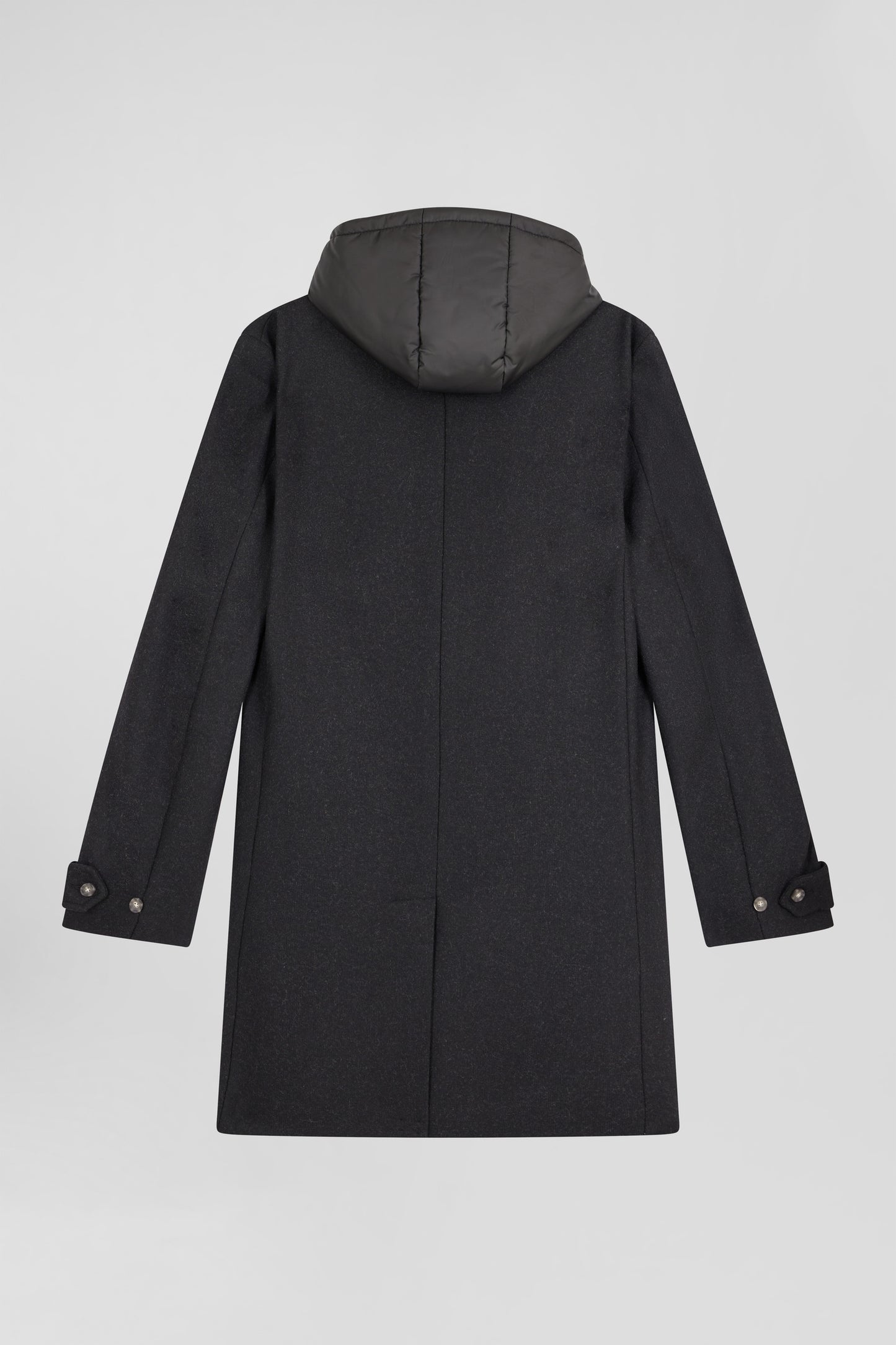 Manteau en jersey de laine double face noir parmenture matelassée - Image 2