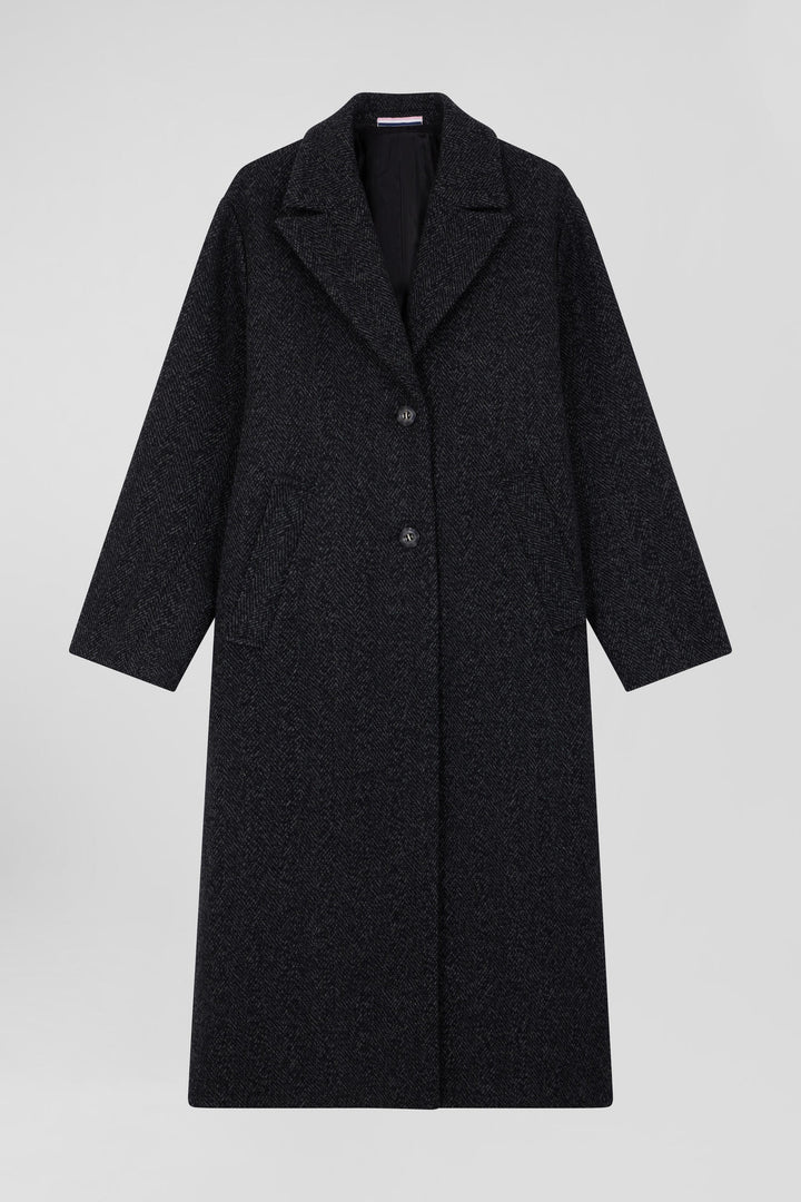 Regular anthracite grey wool blend coat