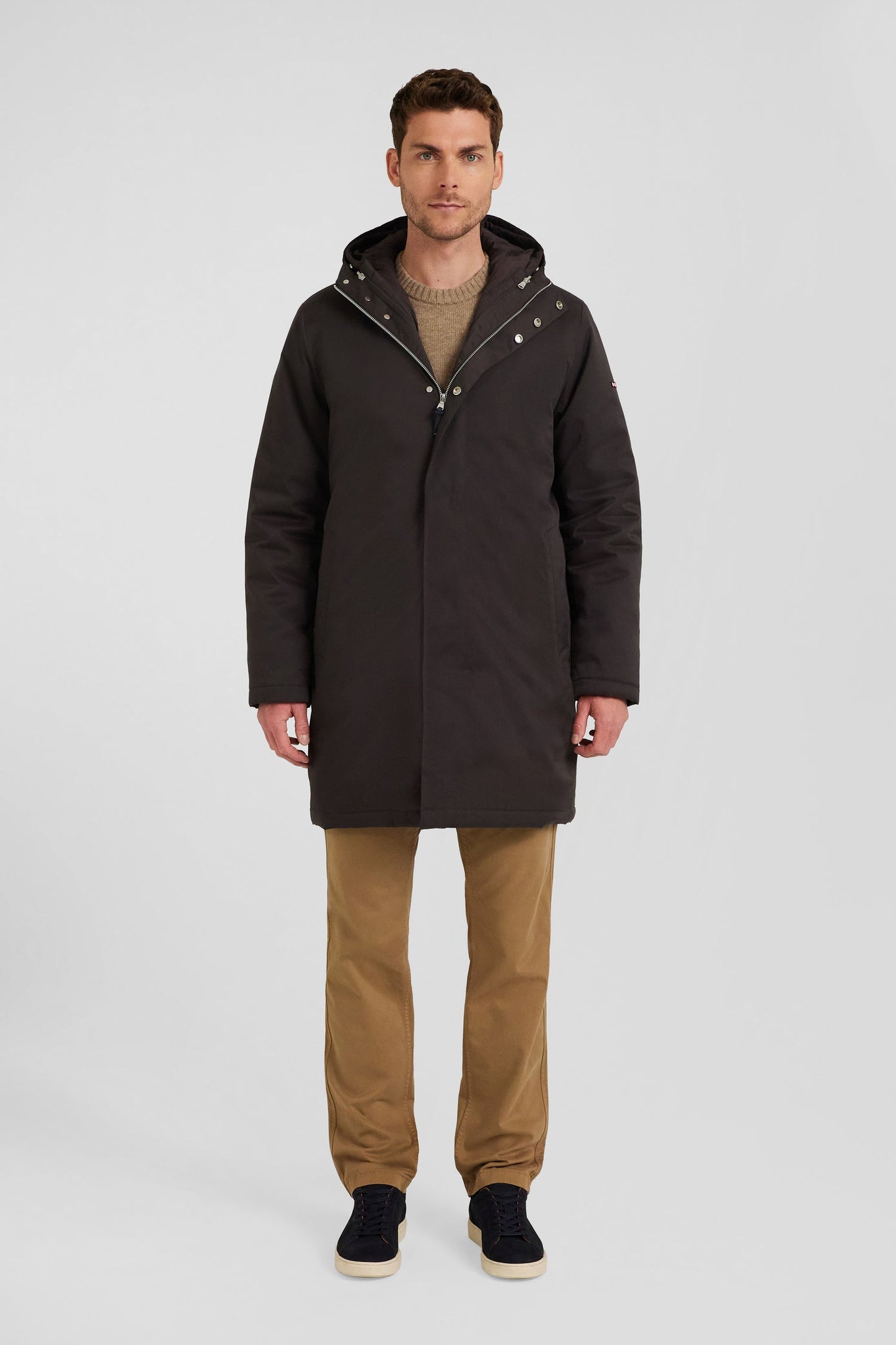 Parka et doudoune 2-en-1 en nylon marron - Image 1