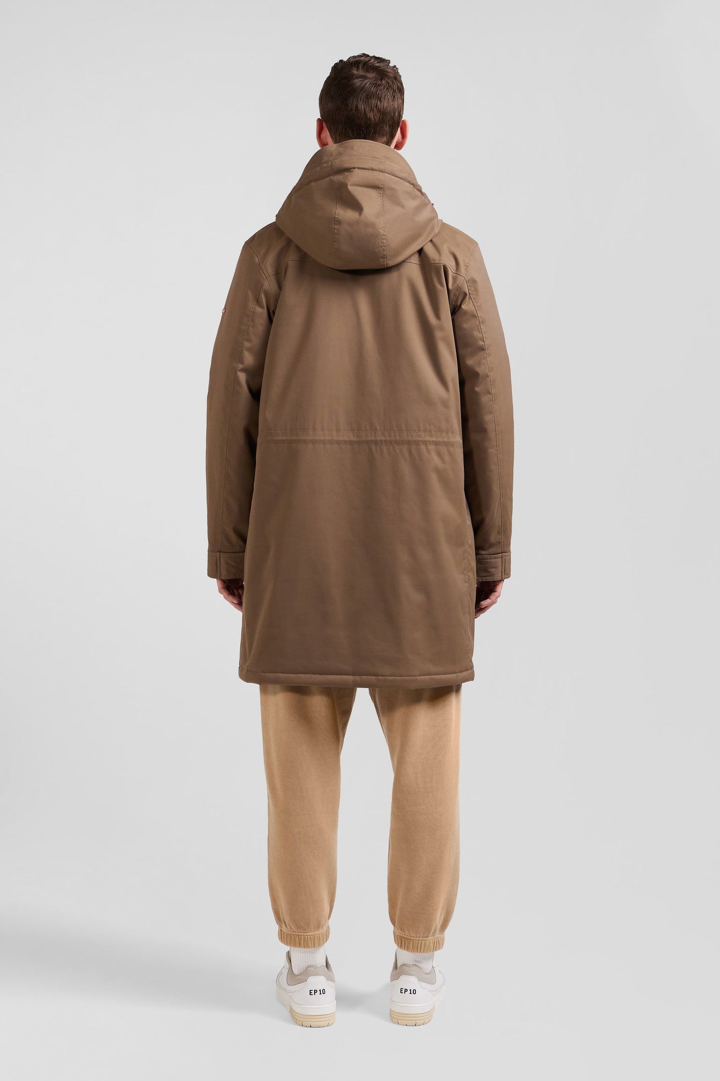 Parka longue à capuche en nylon marron - Image 7