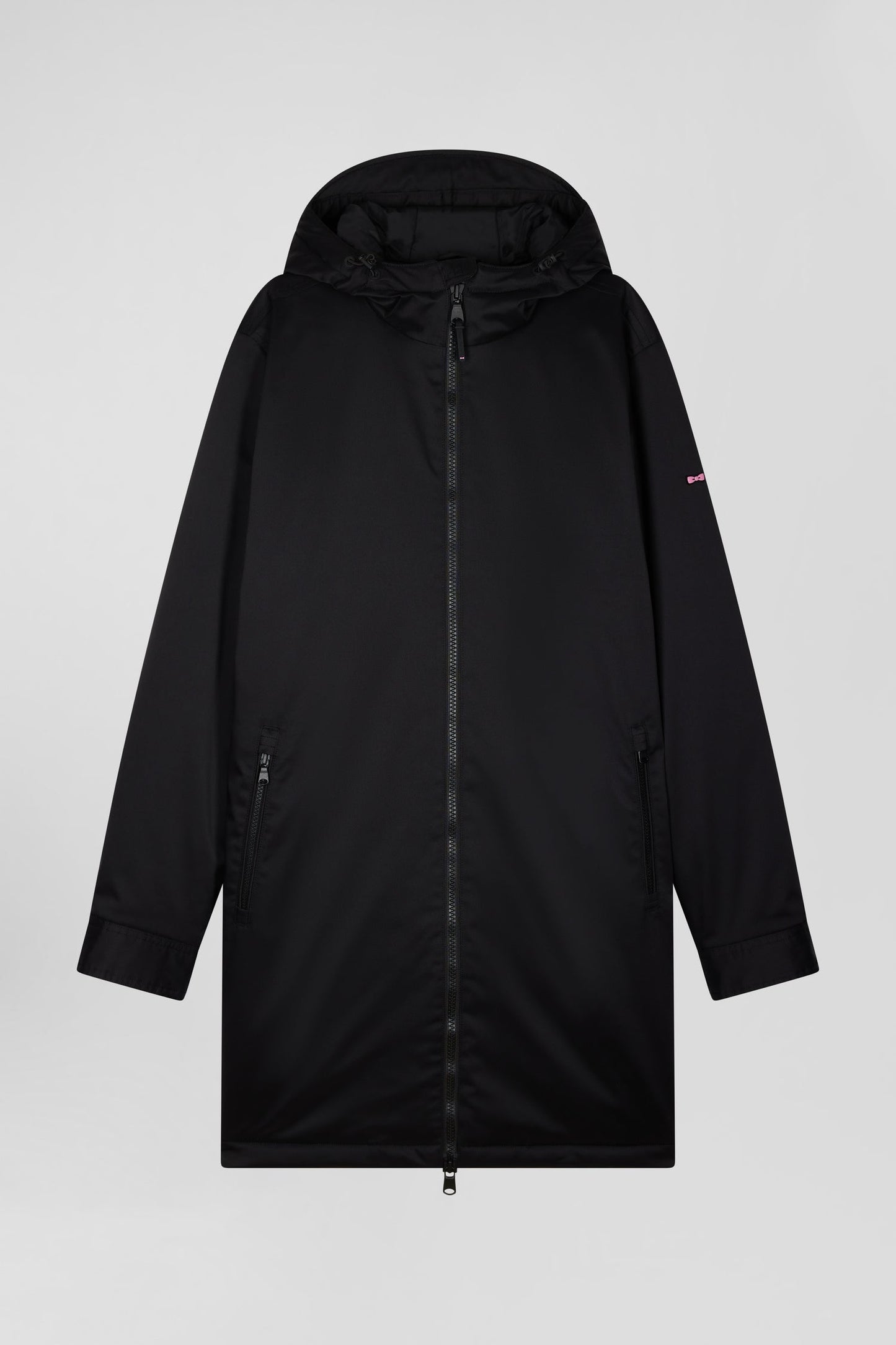 Parka longue à capuche en nylon noir - Image 2