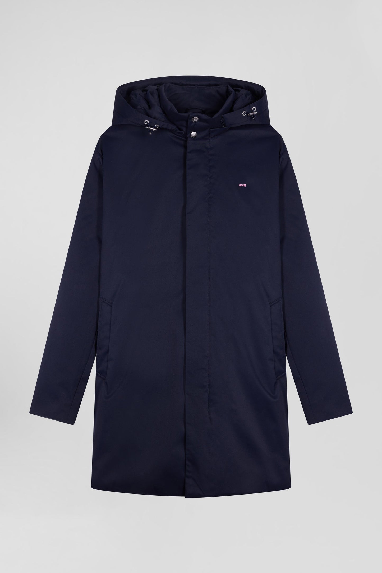 Parka à capuche amovible en nylon bleu marine - Image 2