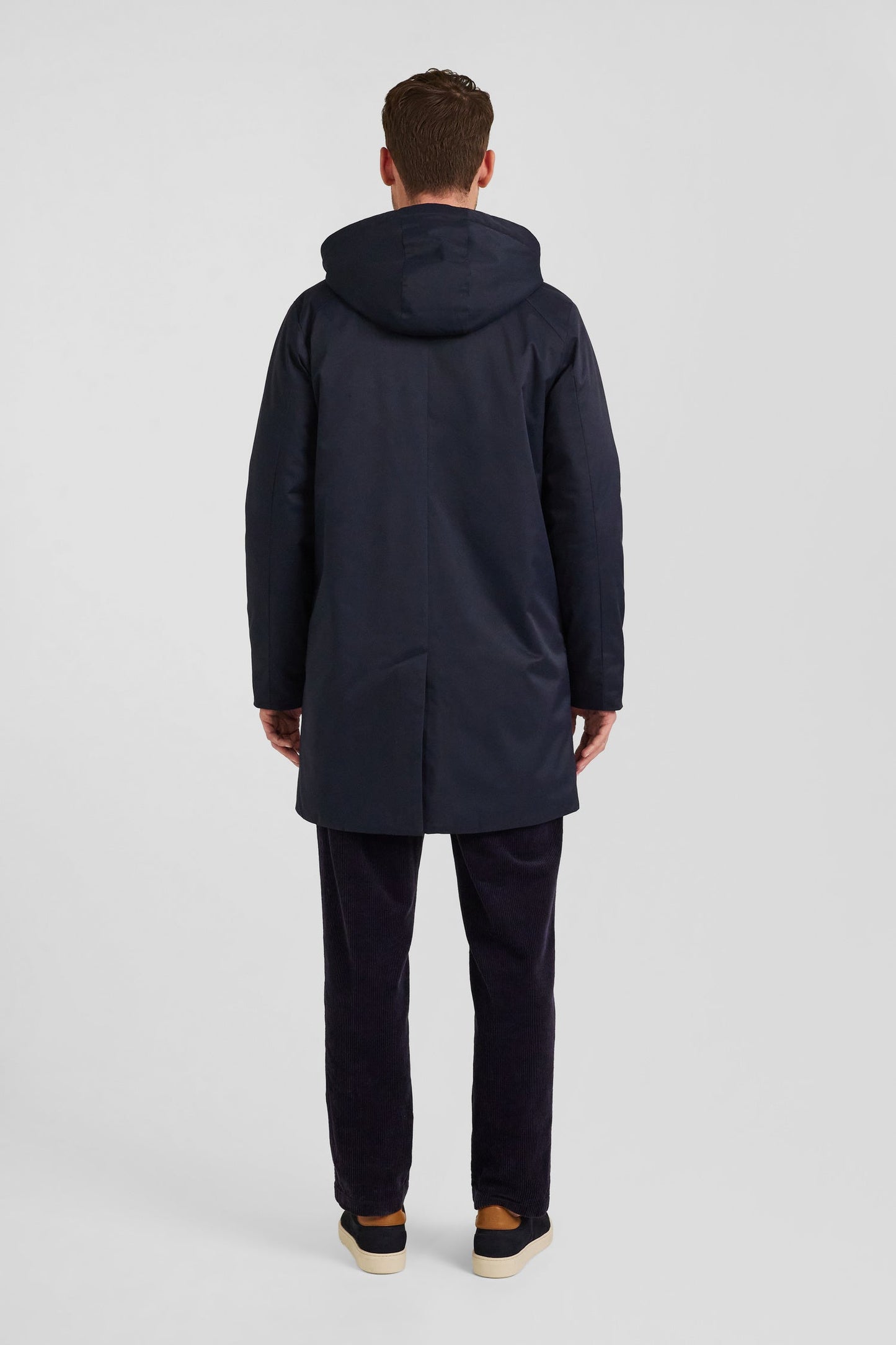 Parka à capuche amovible en nylon bleu marine - Image 6