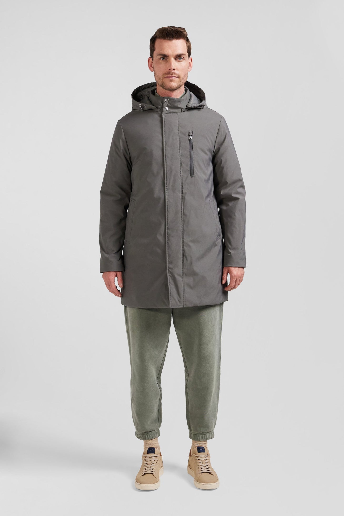 Parka à capuche grise - Image 1