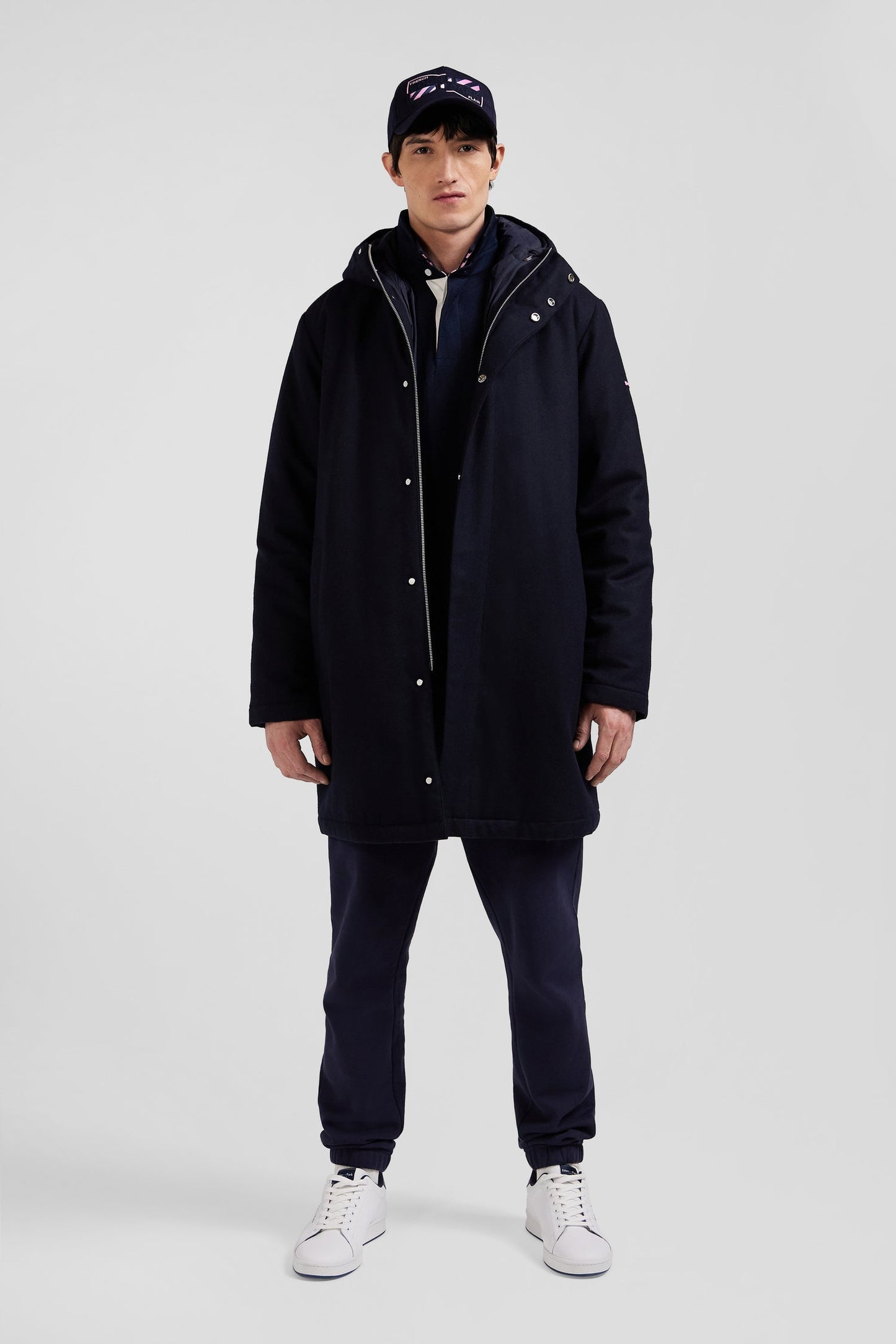 Parka 2-en1 en flanelle de laine bleu marine - Image 1