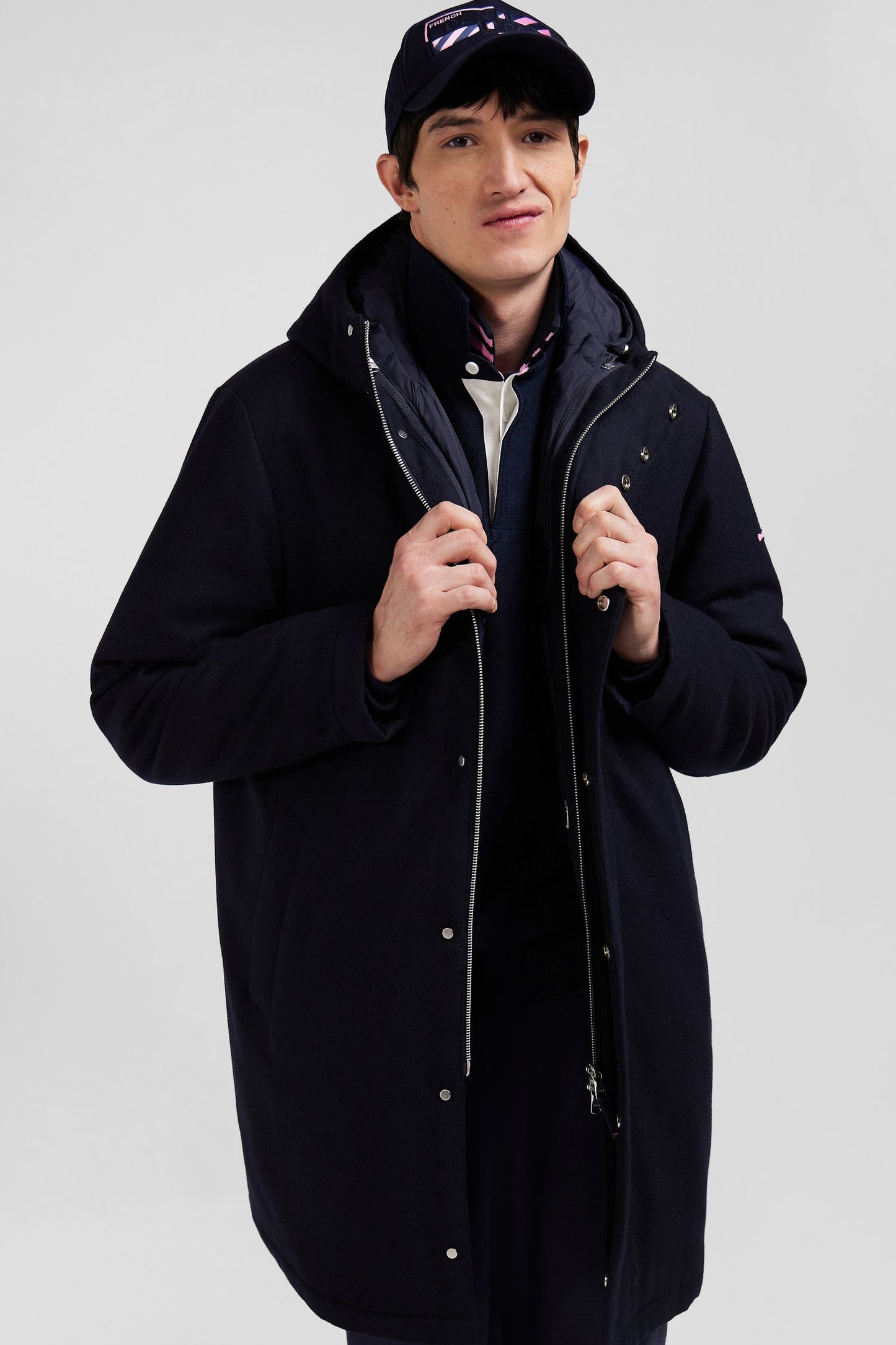 Parka 2-en1 en flanelle de laine bleu marine - Image 3