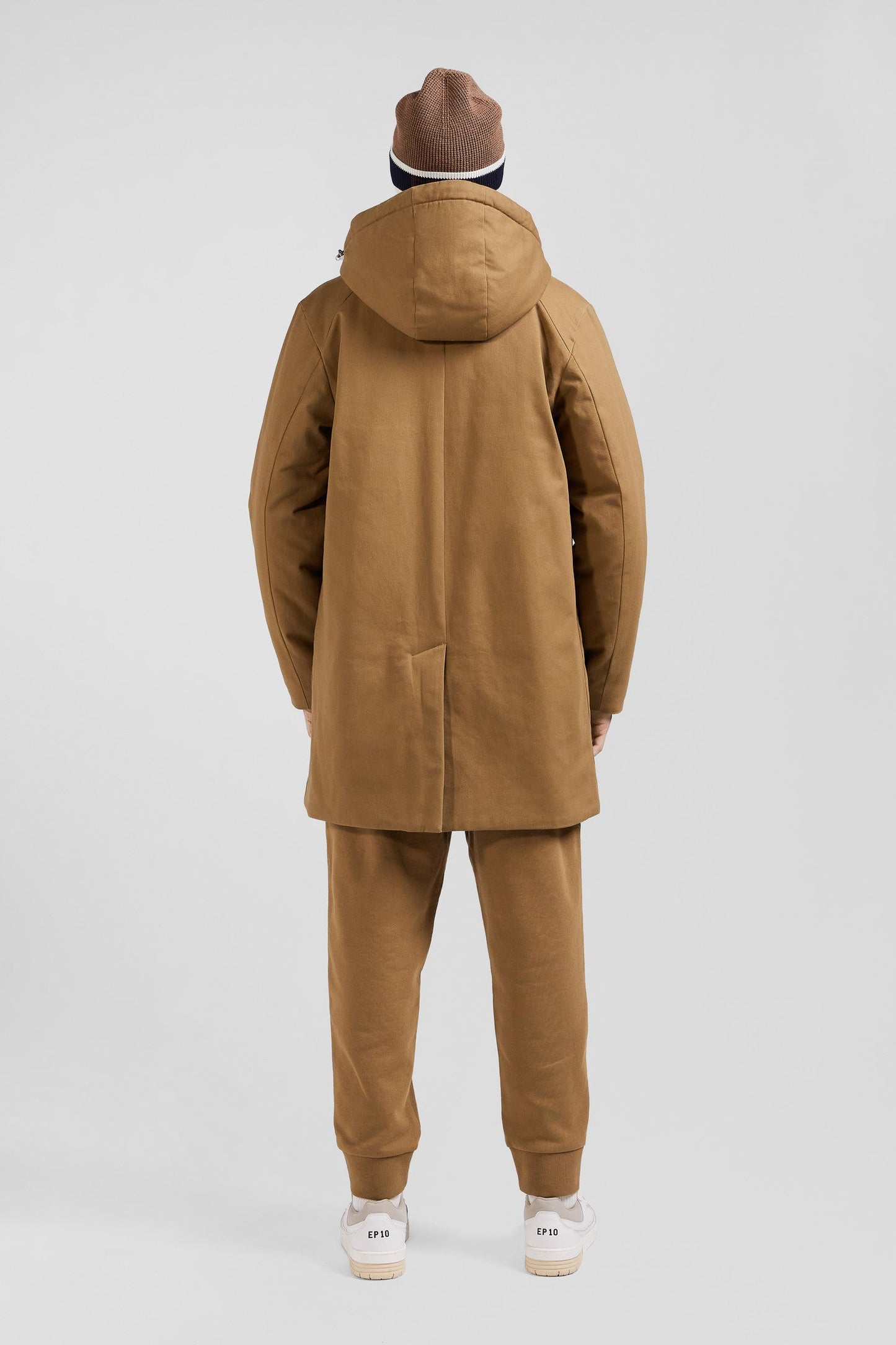 Parka à capuche en gabardine de coton camel - Image 7