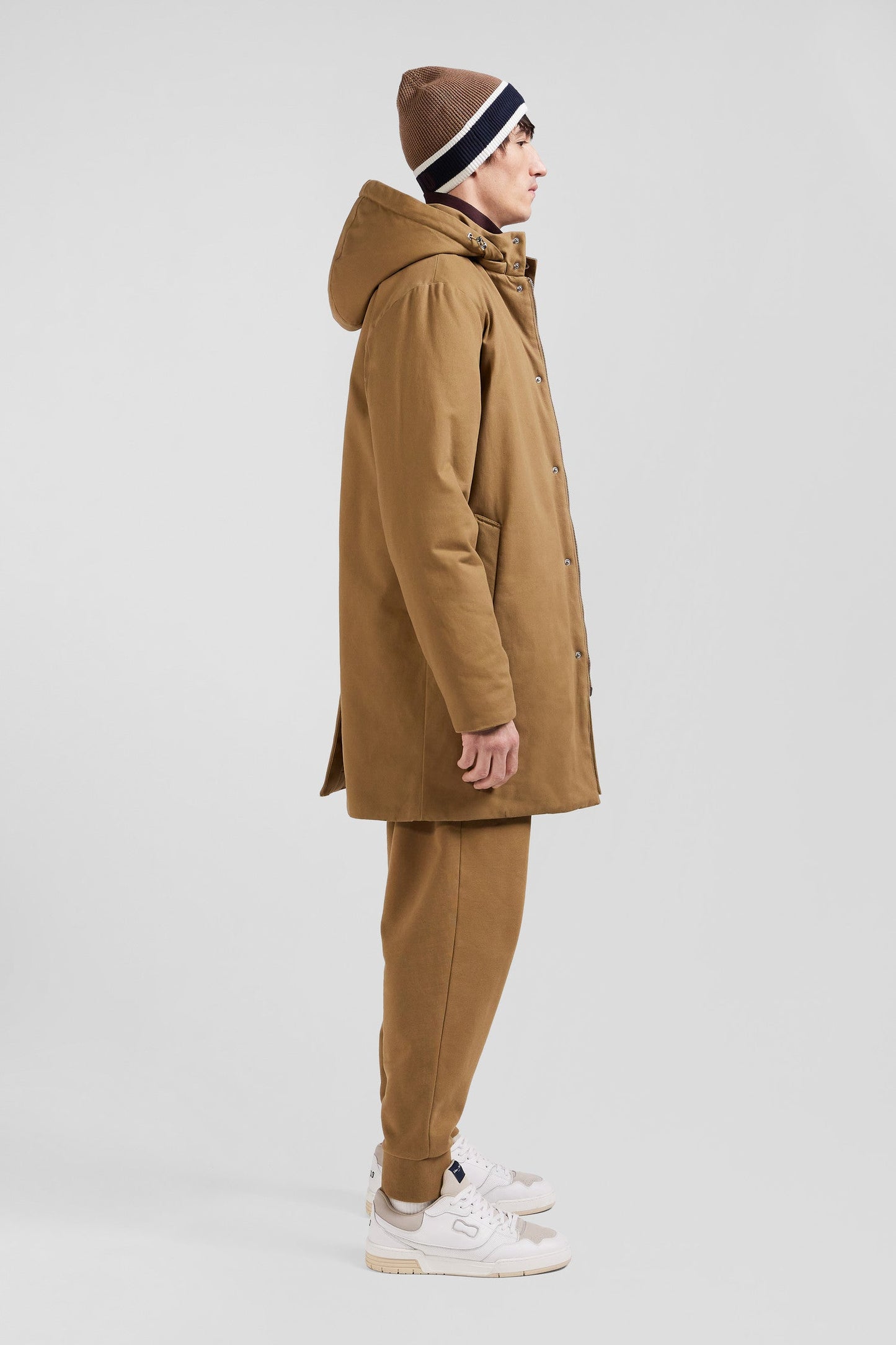 Parka à capuche en gabardine de coton camel - Image 6