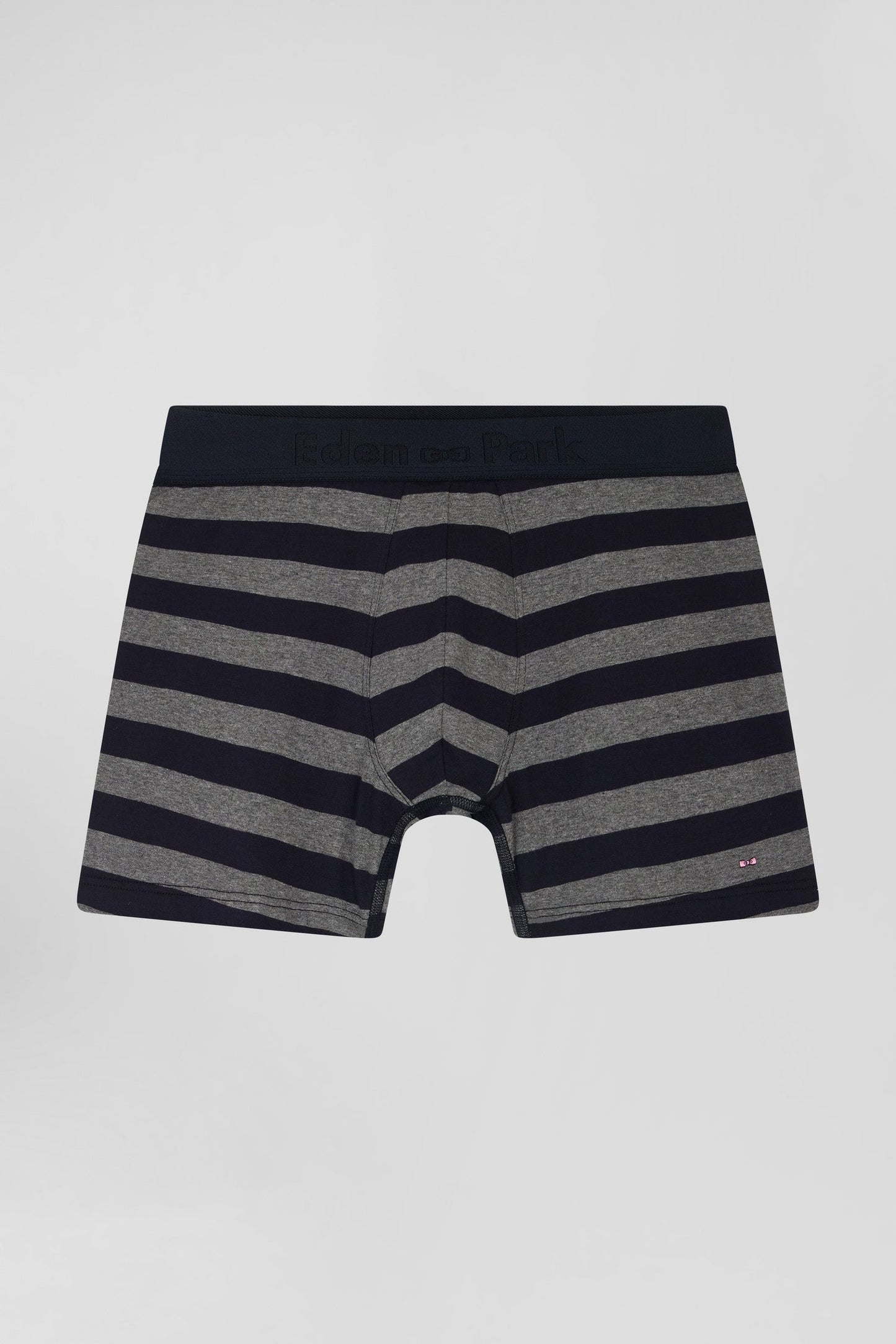 Boxer cerclé en coton stretch gris anthracite - Image 1