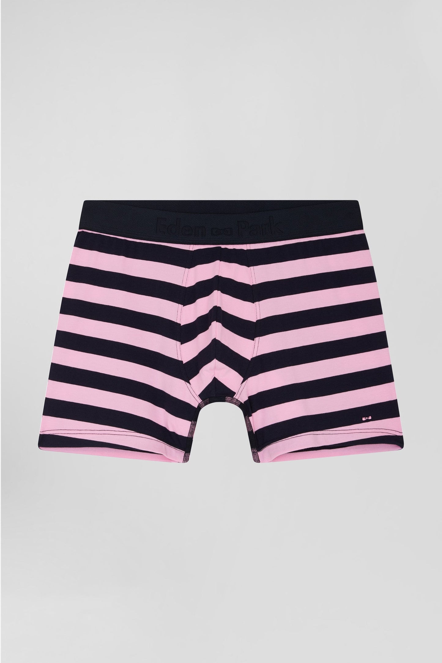 Boxer cerclé en coton stretch rose - Image 1