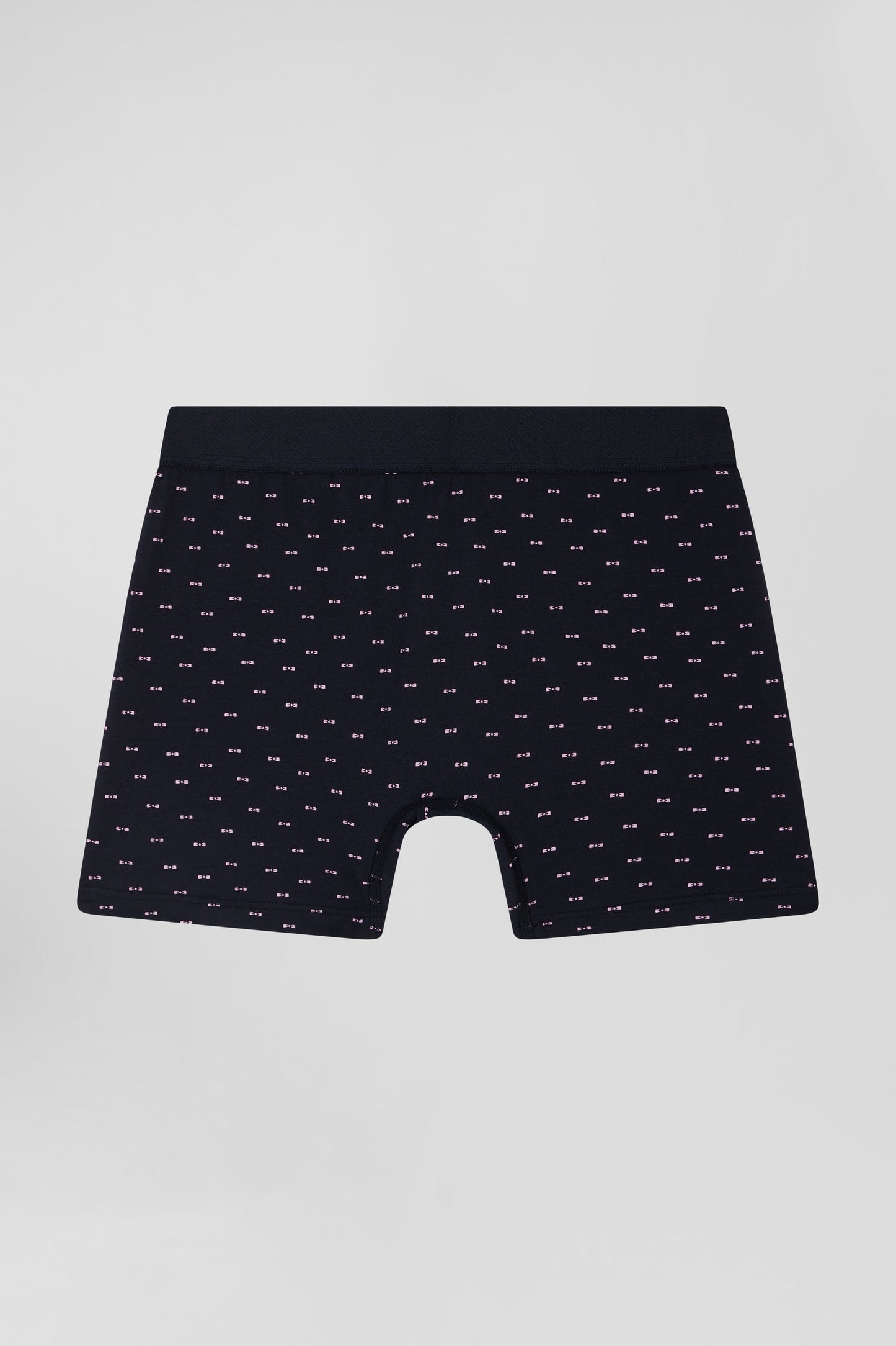 Boxer à micro motifs nœud papillon bleu marine et rose en coton stretch - Image 2