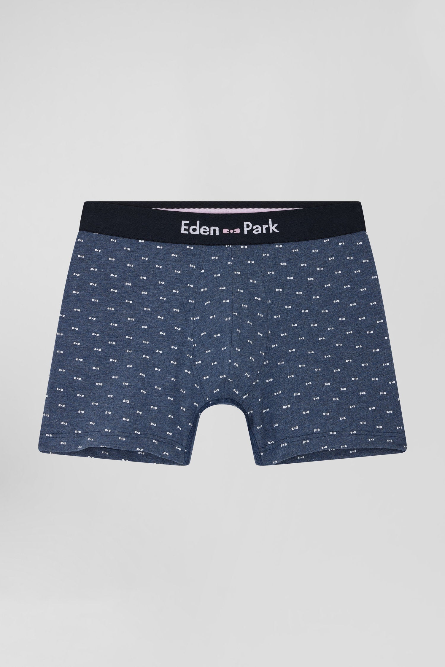 Boxer à micro motifs nœud papillon bleu et rose en coton stretch