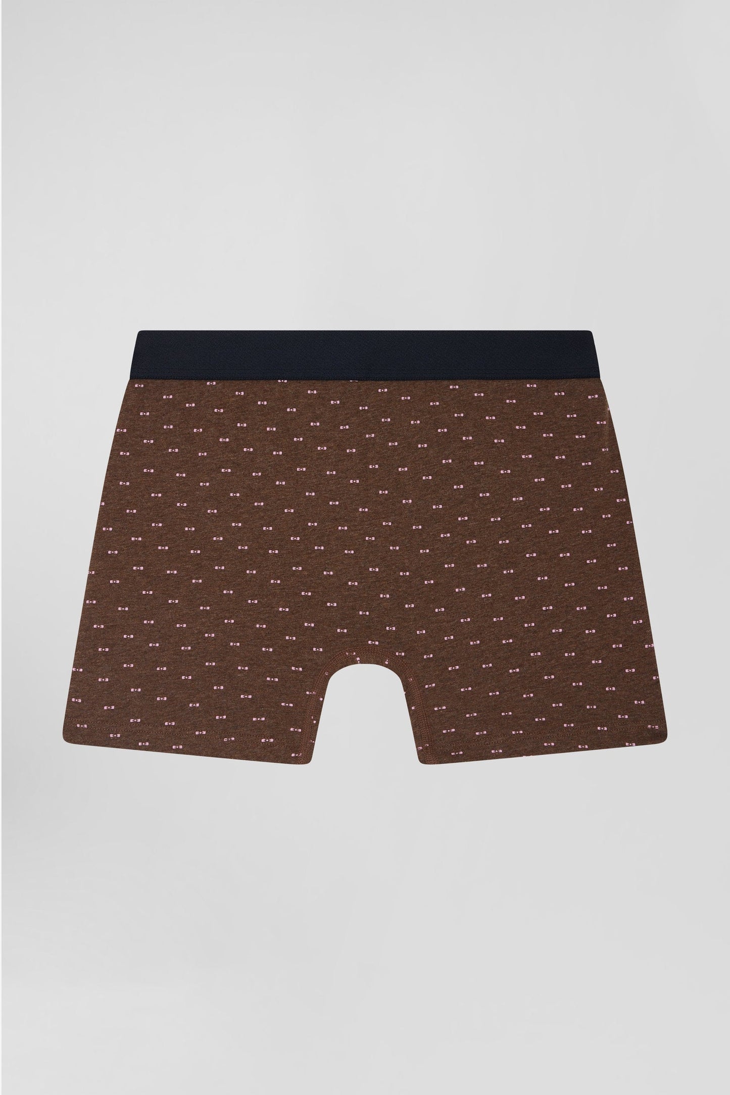 Boxer à micro motifs nœud papillon marron et rose en coton stretch - Image 2