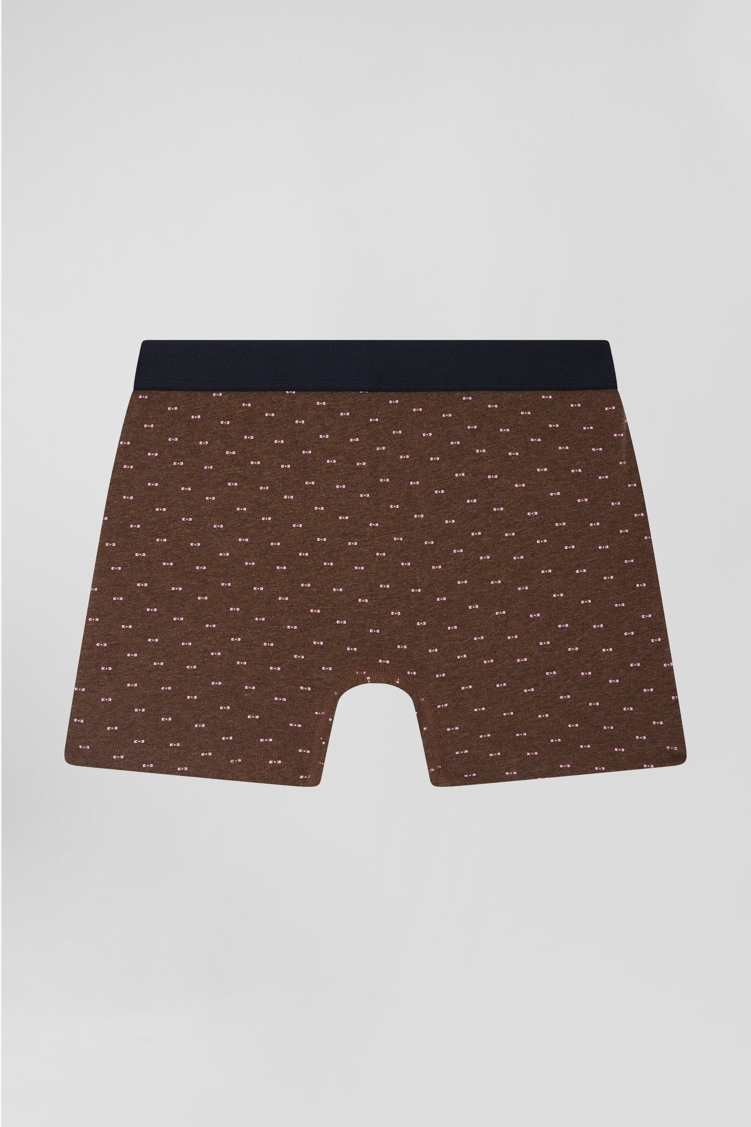 Boxer à micro motifs nœud papillon marron et rose en coton stretch