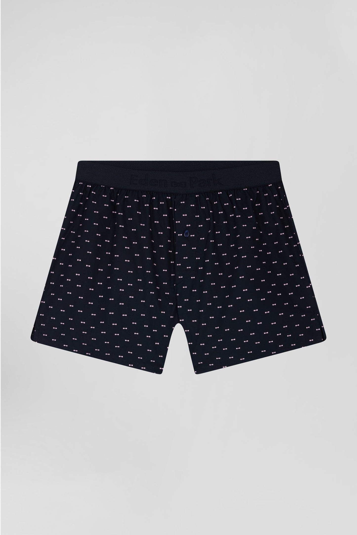 Boxer en jersey de coton stretch bleu marine à micromotifs - Image 1