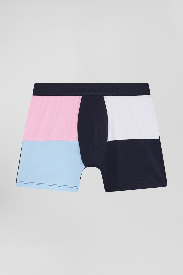 Boxer colorblock en coton stretch rose