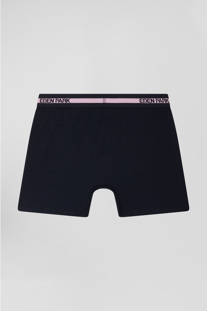 Boxer en coton stretch élastique taille siglé bleu marine alt view