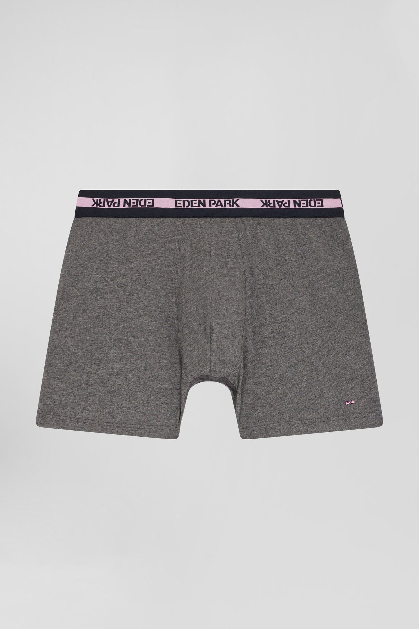 Boxer en coton stretch élastique taille siglé gris anthracite - Image 1