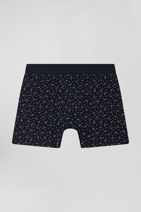 Boxer en coton stretch bleu marine micro-motifs nœuds papillon - Image 3