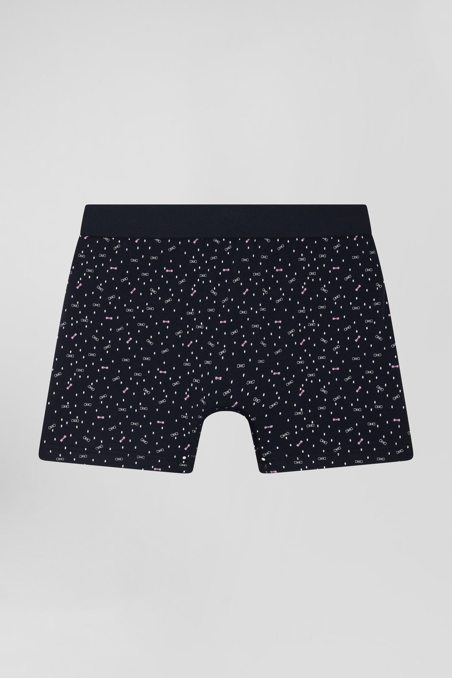 Boxer en coton stretch bleu marine micro-motifs nœuds papillon - Image 2