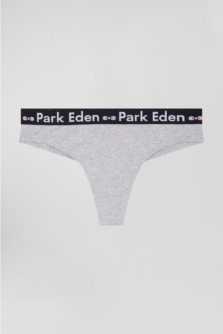 Grey stretch cotton jersey thong