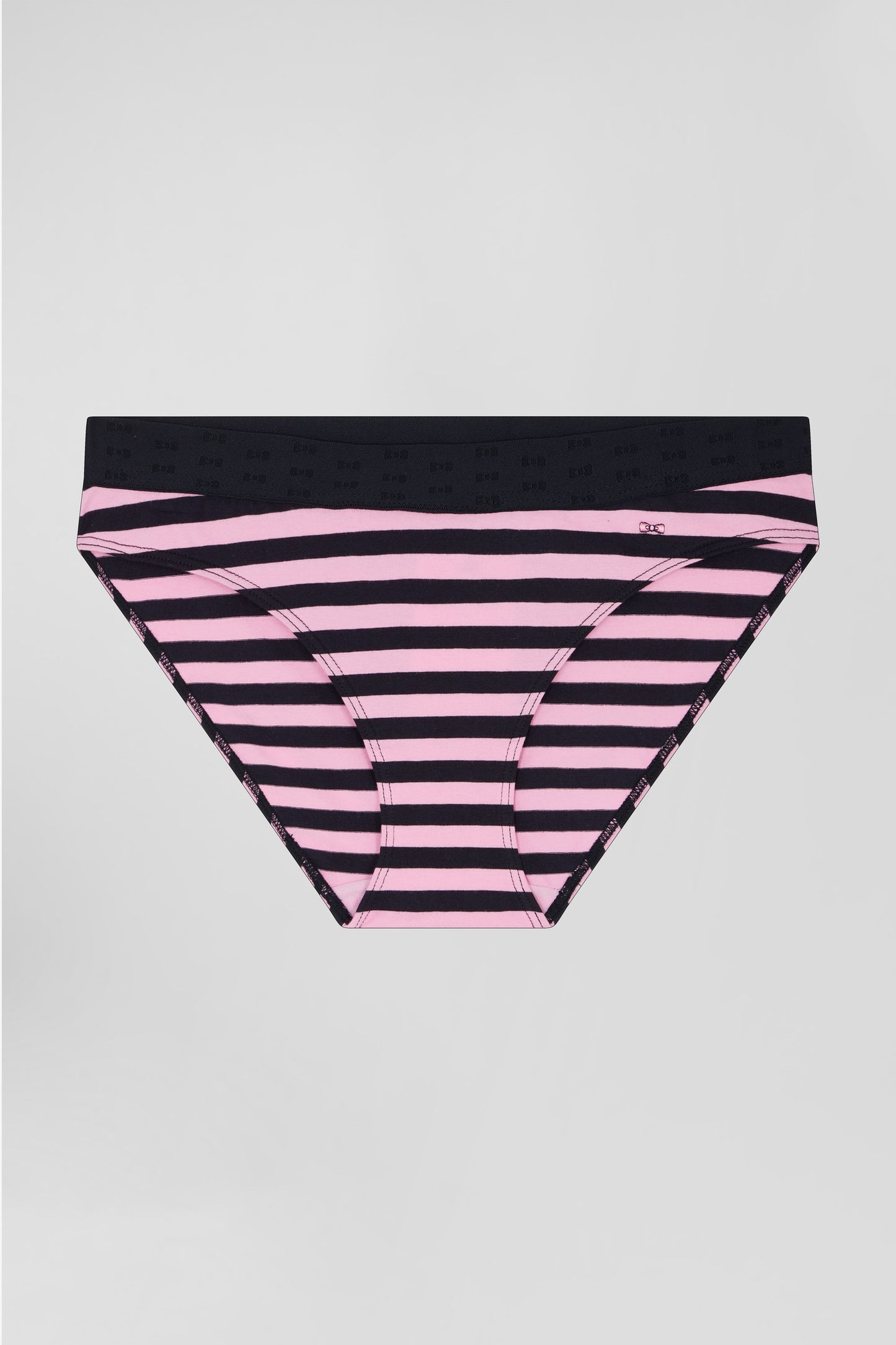 Culotte en jersey de coton stretch cerclée bleu marine et rose