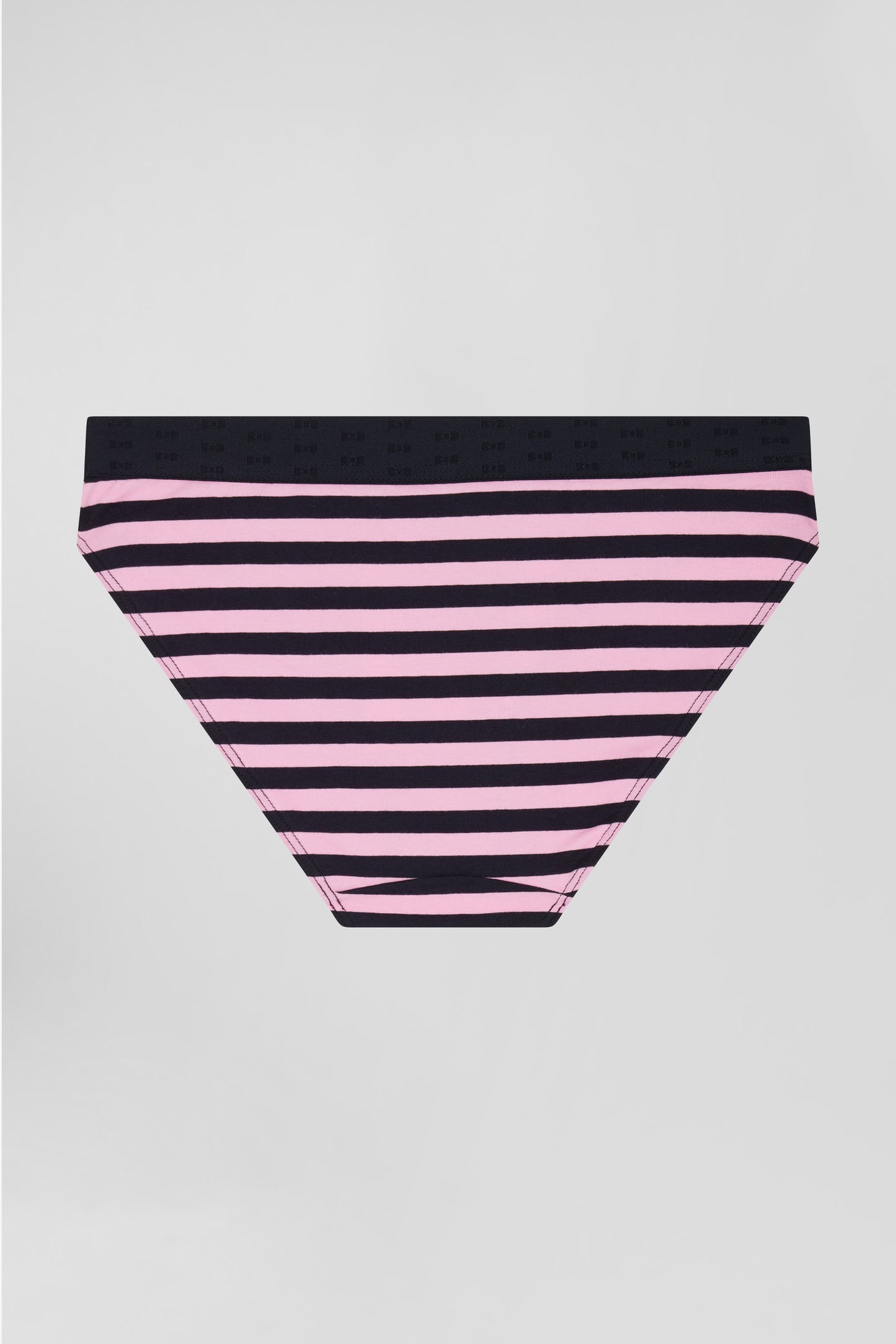 Culotte en jersey de coton stretch cerclée bleu marine et rose