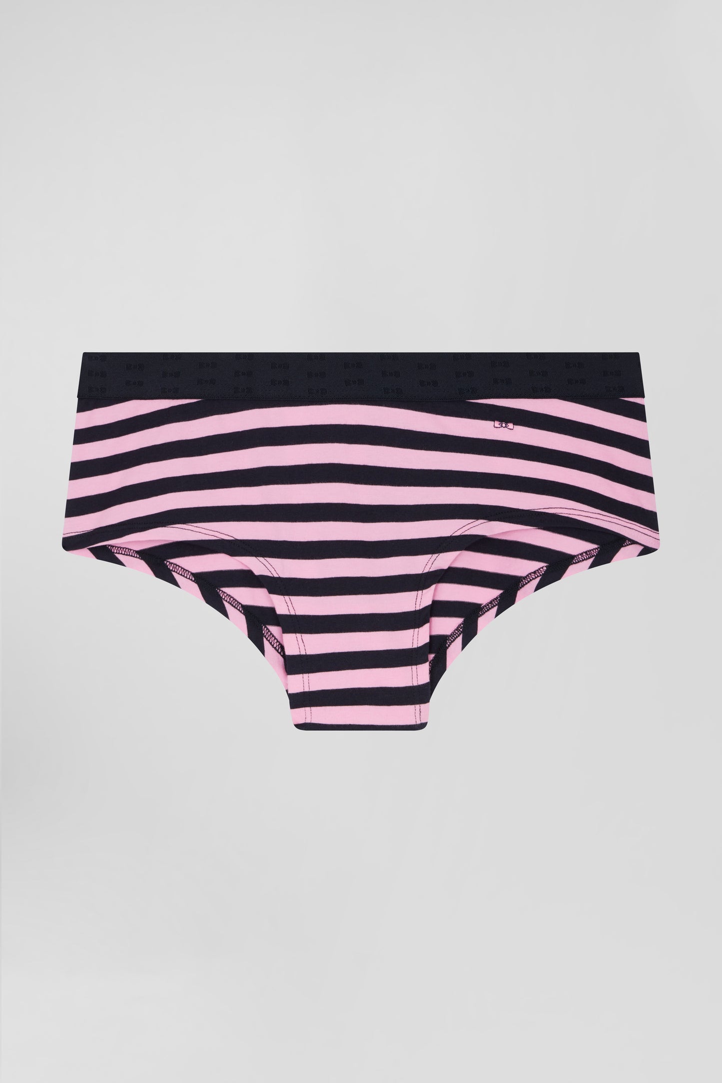 Navy blue and pink striped stretch cotton jersey shorty brief