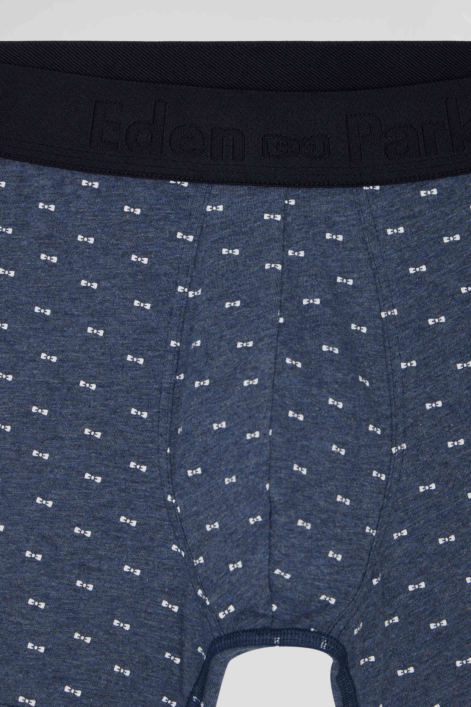 Lot de 2 boxers en coton stretch uni et micro-motifs bleu foncé