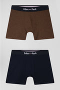 Lot de 2 boxers bleu marine et marron en coton stretch