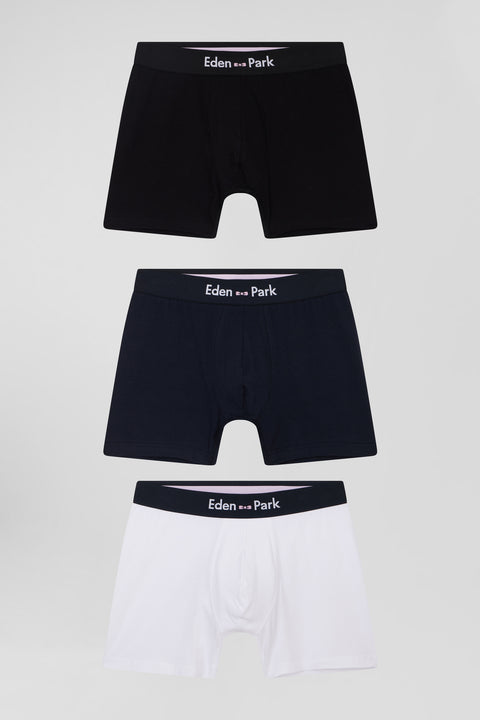Lot de 3 boxers unis en coton stretch blanc - Image 1