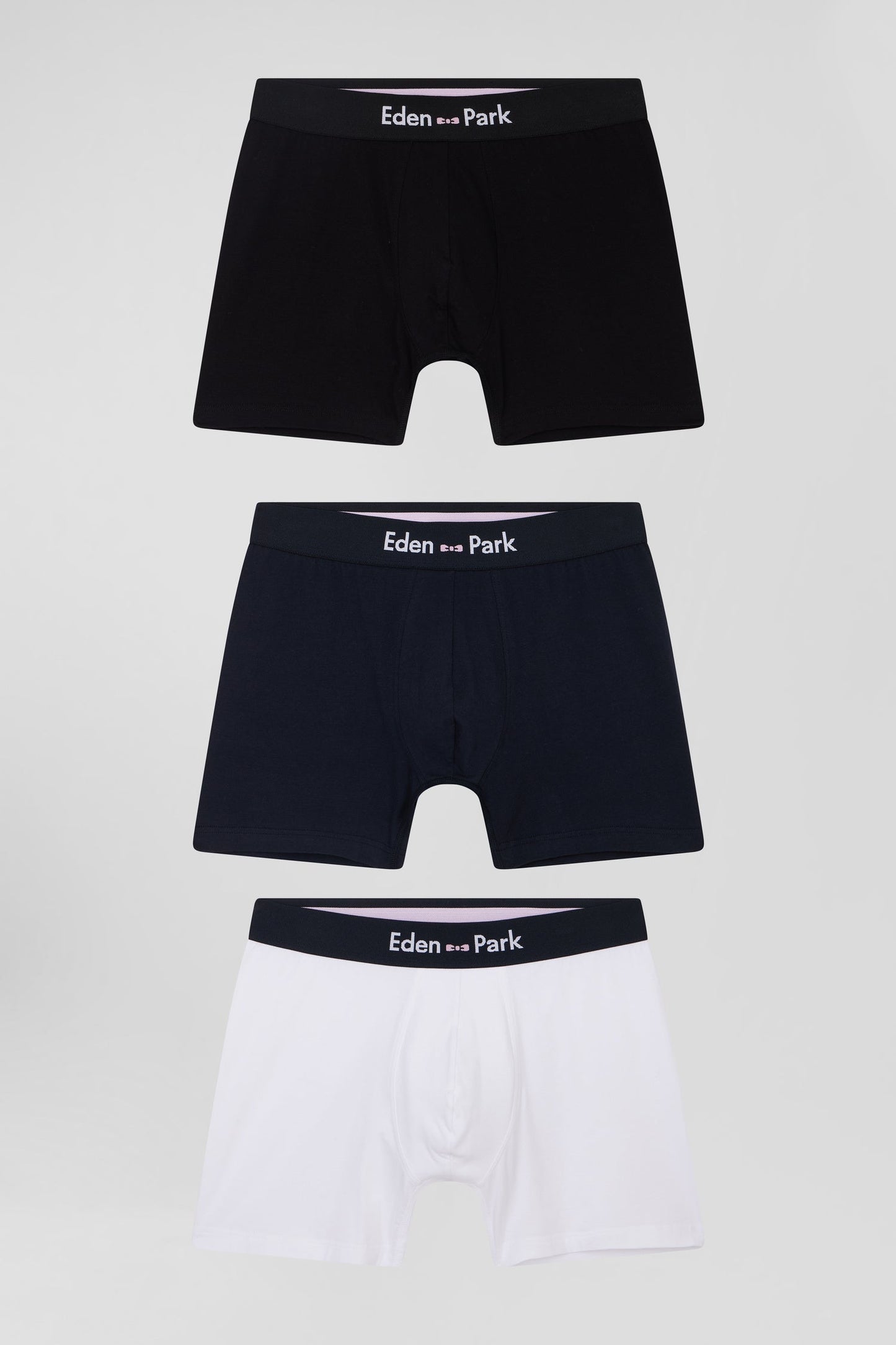 Lot de 3 boxers unis en coton stretch blanc - Image 1