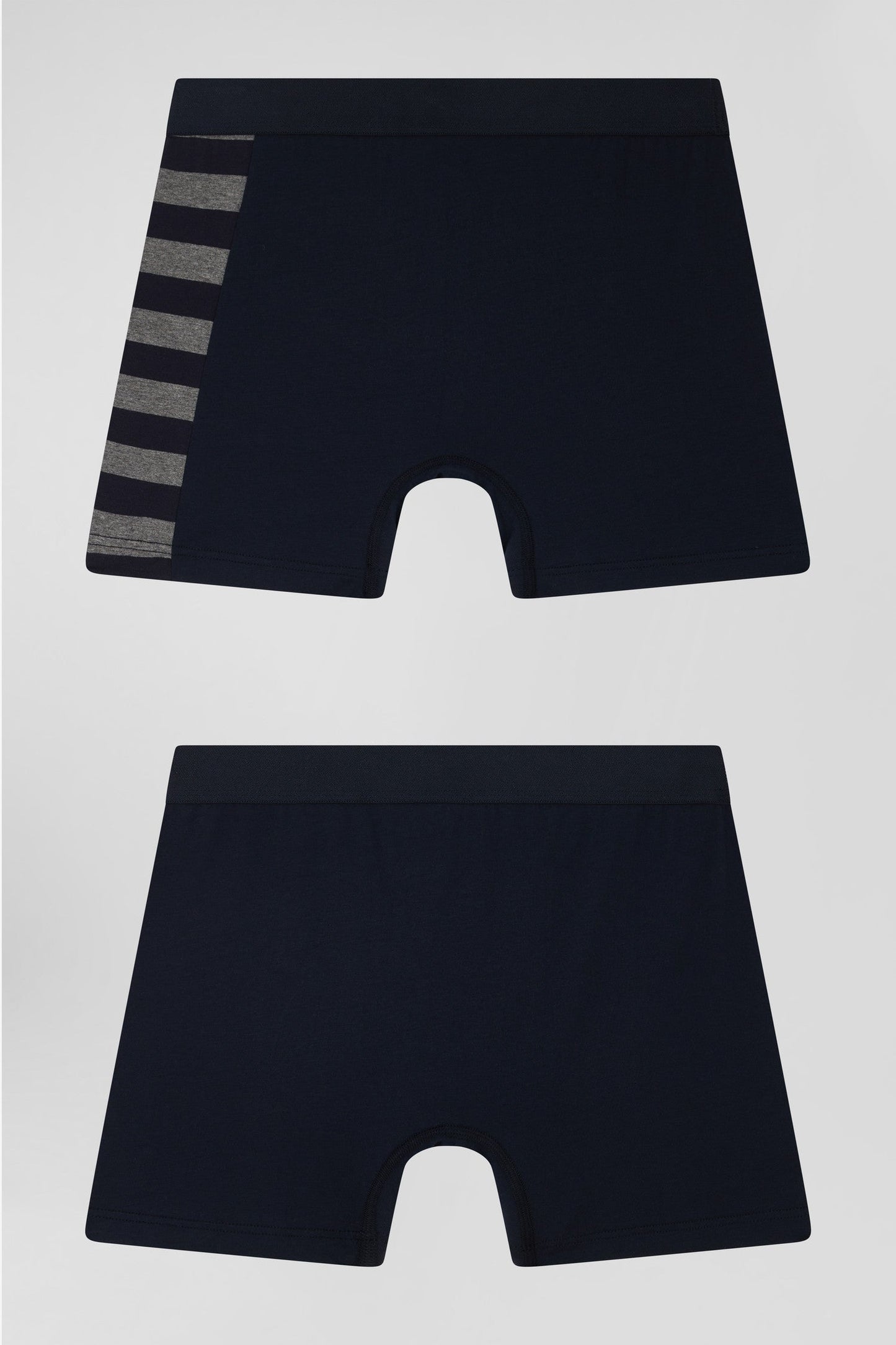 Lot de 2 boxers bleu marine détails cerclés gris en coton stretch - Image 2