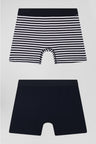 Set of 2 white and striped stretch cotton boxers