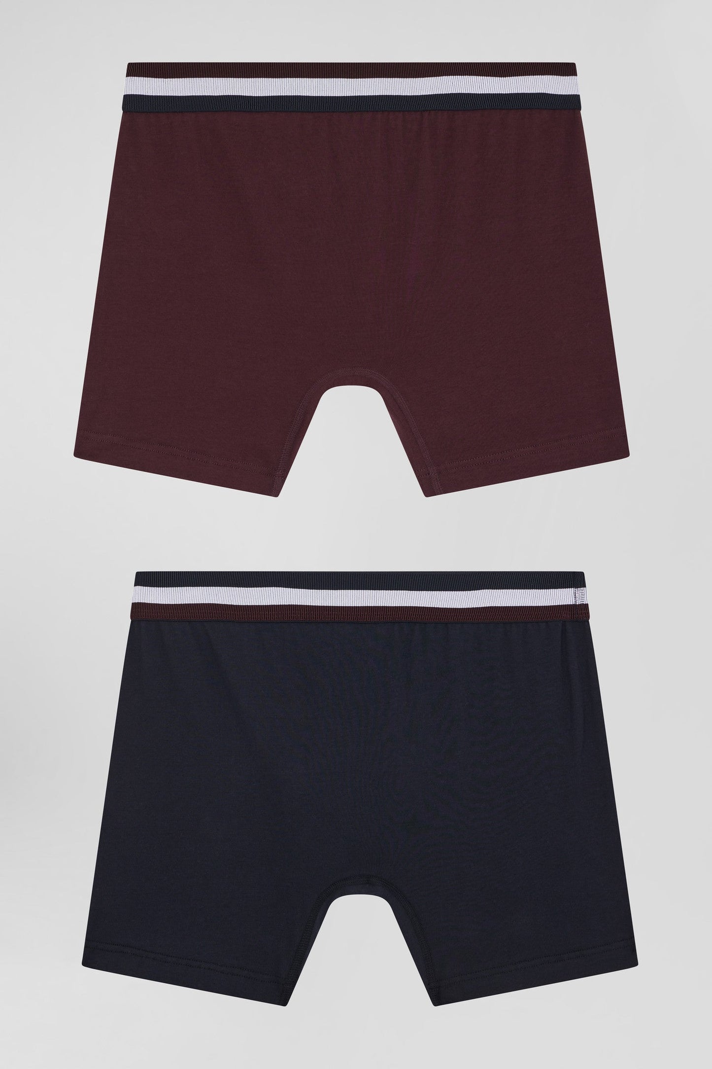 Lot de 2 boxers en coton stretch élastique tricolore bordeaux - Image 2