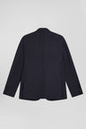 Navy blue wool blazer with striped lining Modern fit