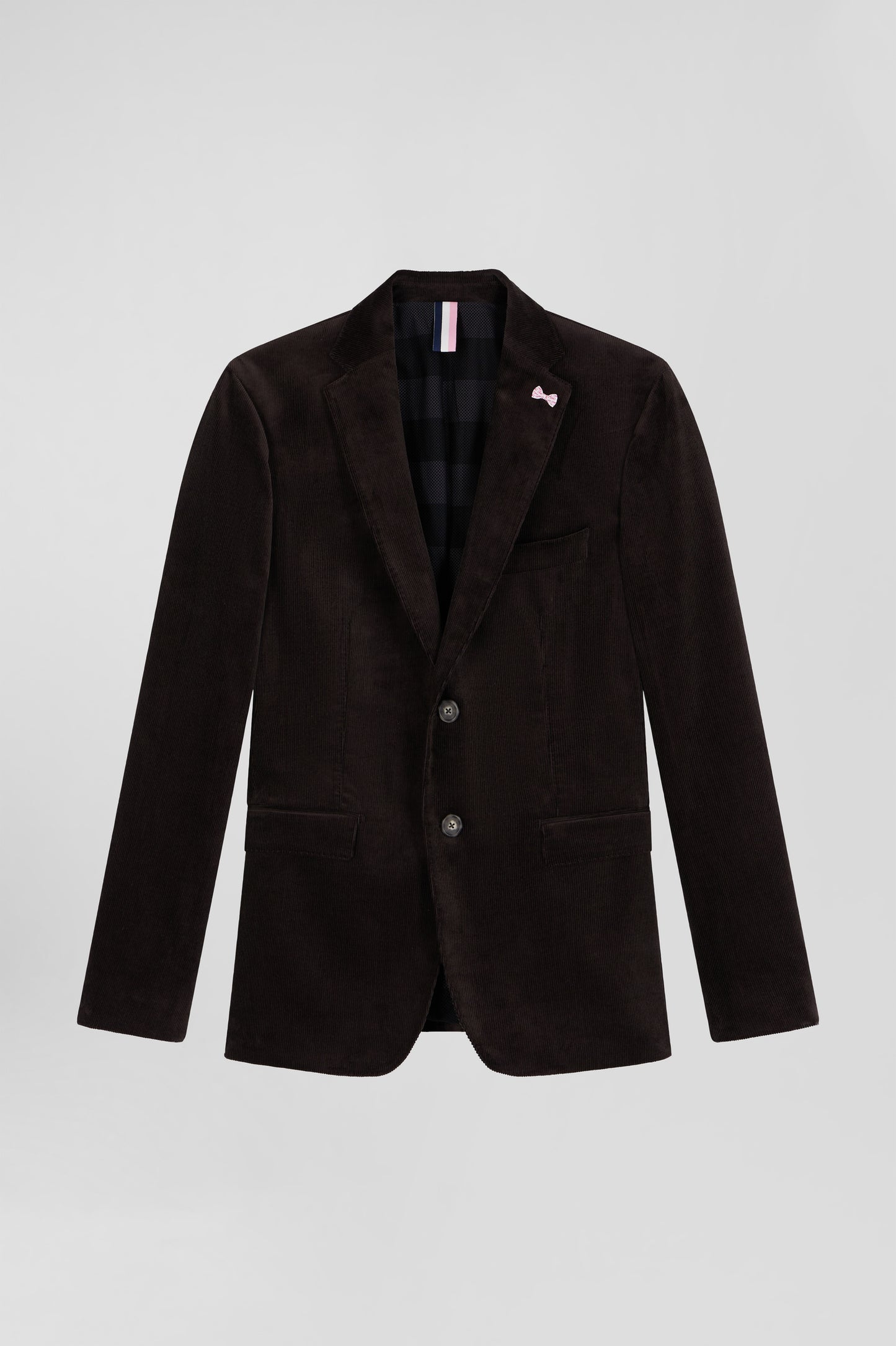 Veste en velours coton stretch marron coupe Modern - Image 1